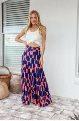 Retro Abstract Wide Leg Pant
