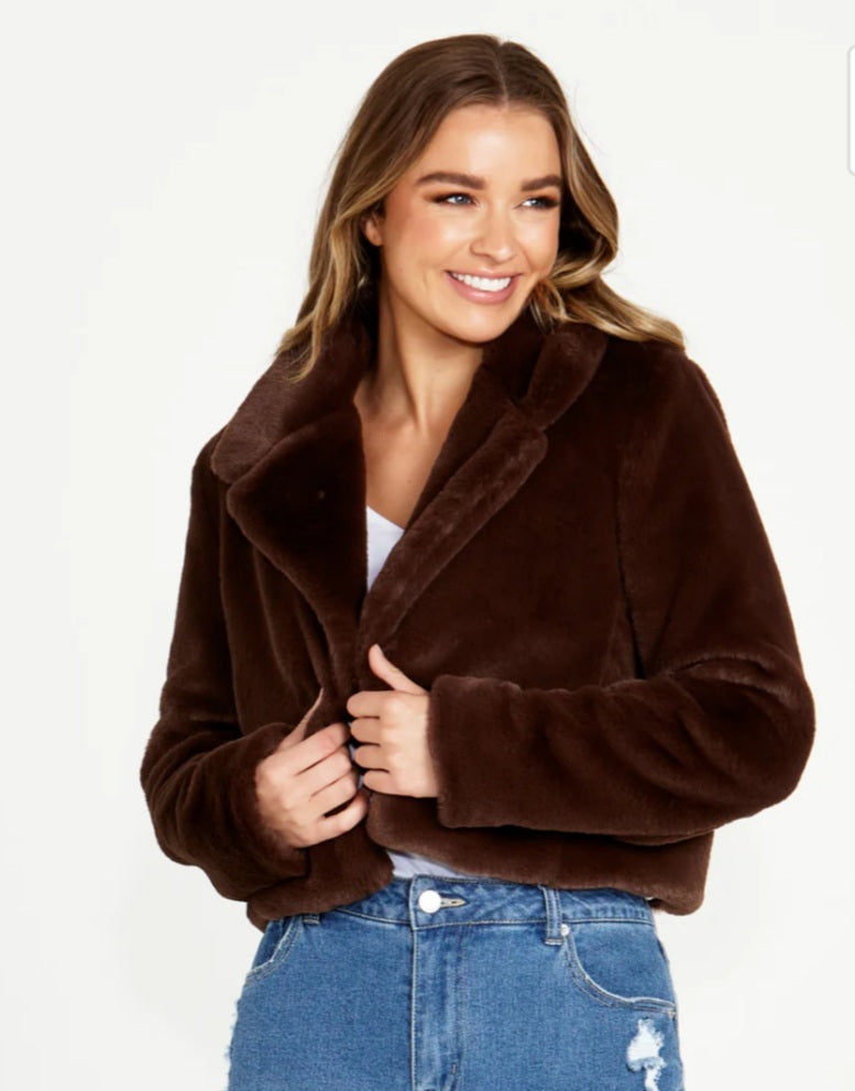 Xanthe Cropped Faux Fur Jacket
