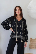 Load image into Gallery viewer, Ebony Embroidered Top
