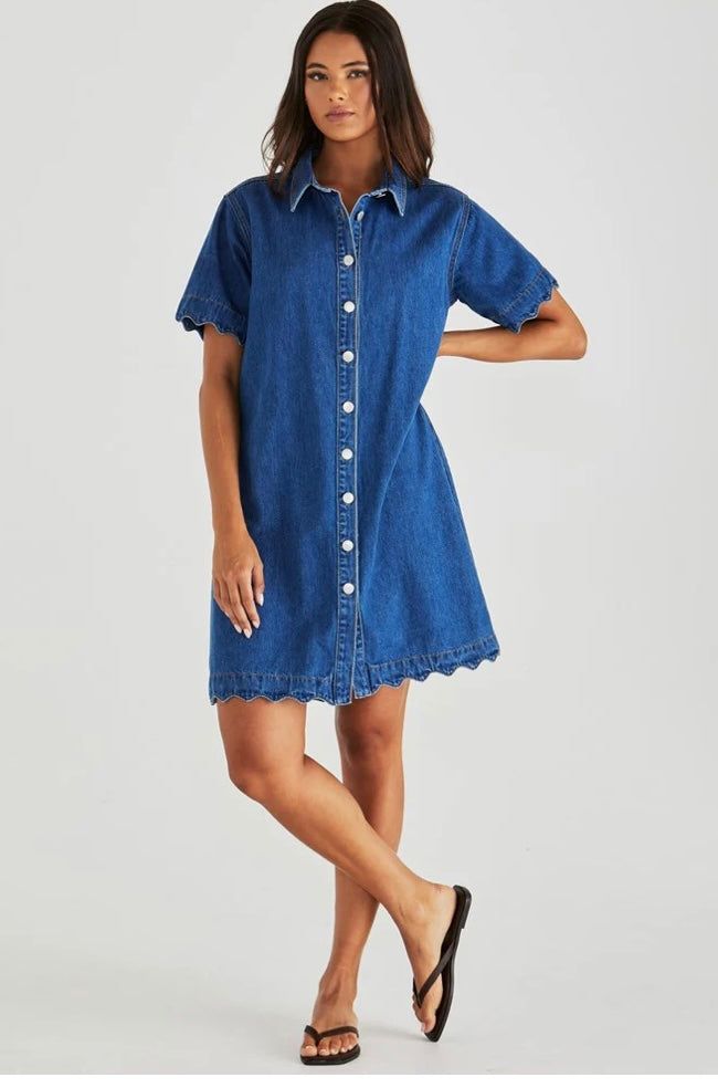 Vale Scalloped Denim Dress