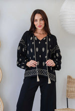 Load image into Gallery viewer, Ebony Embroidered Top
