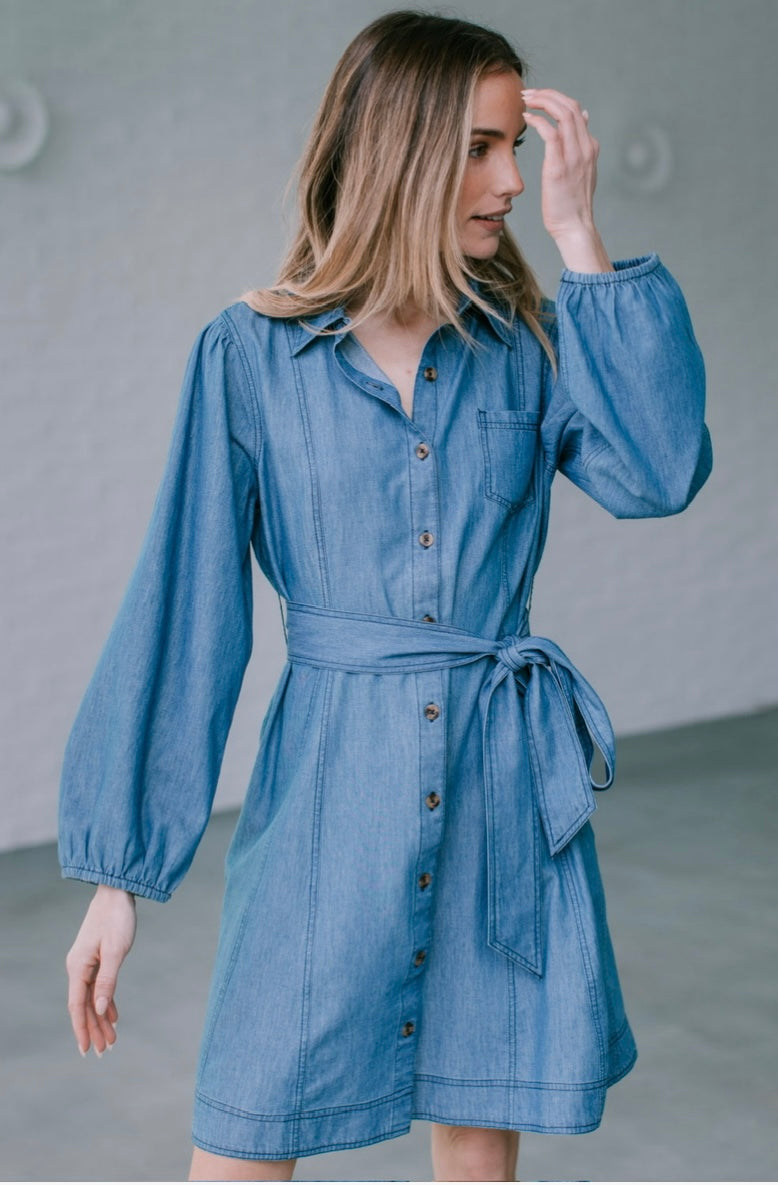Whiskey Bar Chambray Denim Dress (DELIVERY Mid-end October)