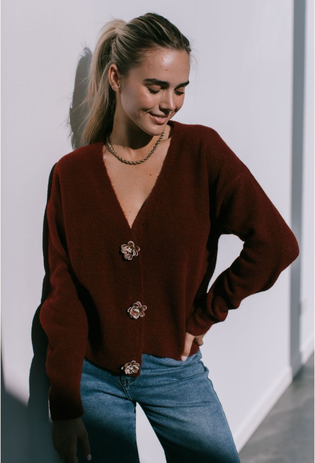 Flower Button Cardi